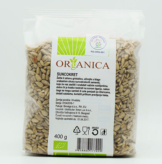 sirove semenke suncokreta 400g organski proizvod organica