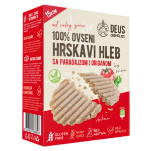 100% ovseni hrskavi hleb sa paradajzom i origanom bez glutena i aditiva