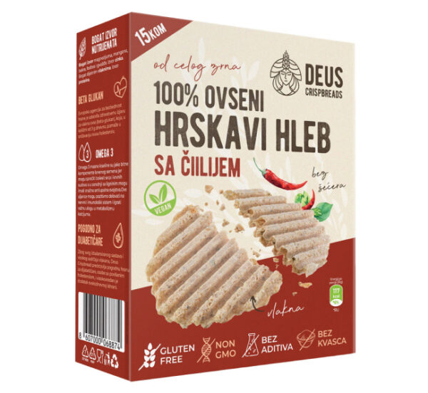 100% ovseni hrskavi hleb sa čilijem bez glutena i aditiva