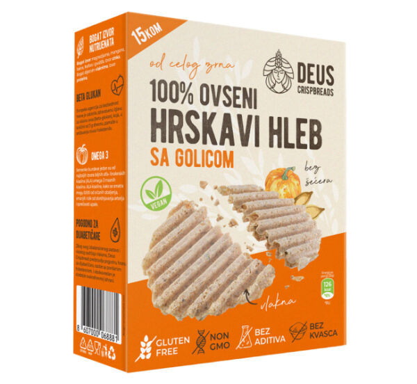 100% ovseni hrskavi hleb sa golicom bez glutena, aditiva i kvasca